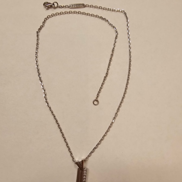 Versace 18K White Gold Diamond Cross Necklace - Picture 2 of 4